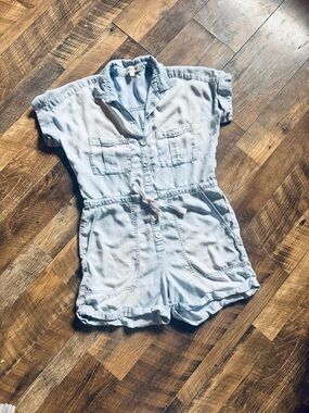 cloth & stone Light Blue Chambray Button Romper